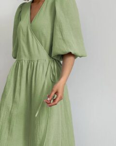 muslin olive dress