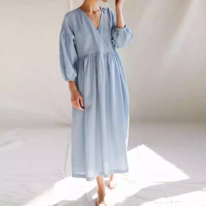 dress cotton muslin gauze blue olive beige