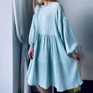 delicate blue muslin dress